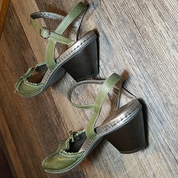 Jose Saenz Size 39 Green Leather Peep Toe Pump Heel Sandal - Picture 4 of 16